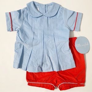 Little English Two Piece Corduroy Peter Pan Collar Elastic Waist - Size 18M